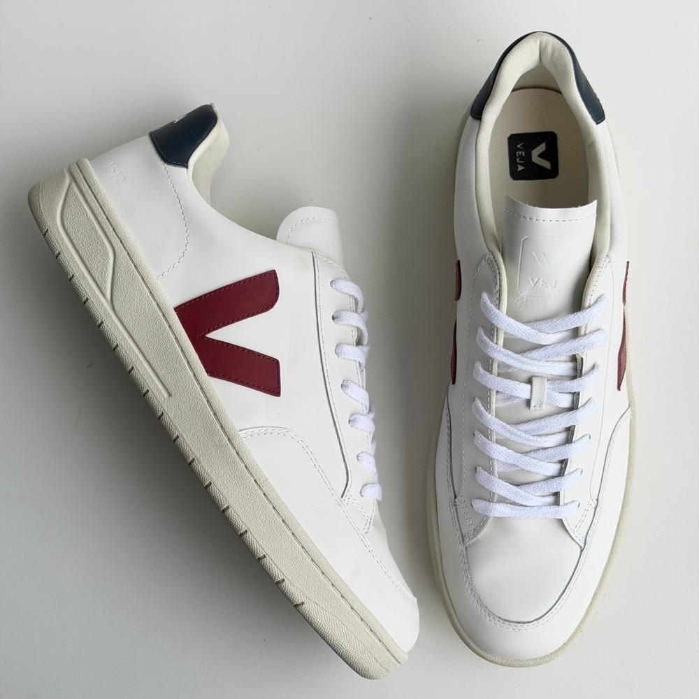 VEJA V-12 Leather Sneakers Mens 13 Extra White Marsala Classic Minimalist Shoe